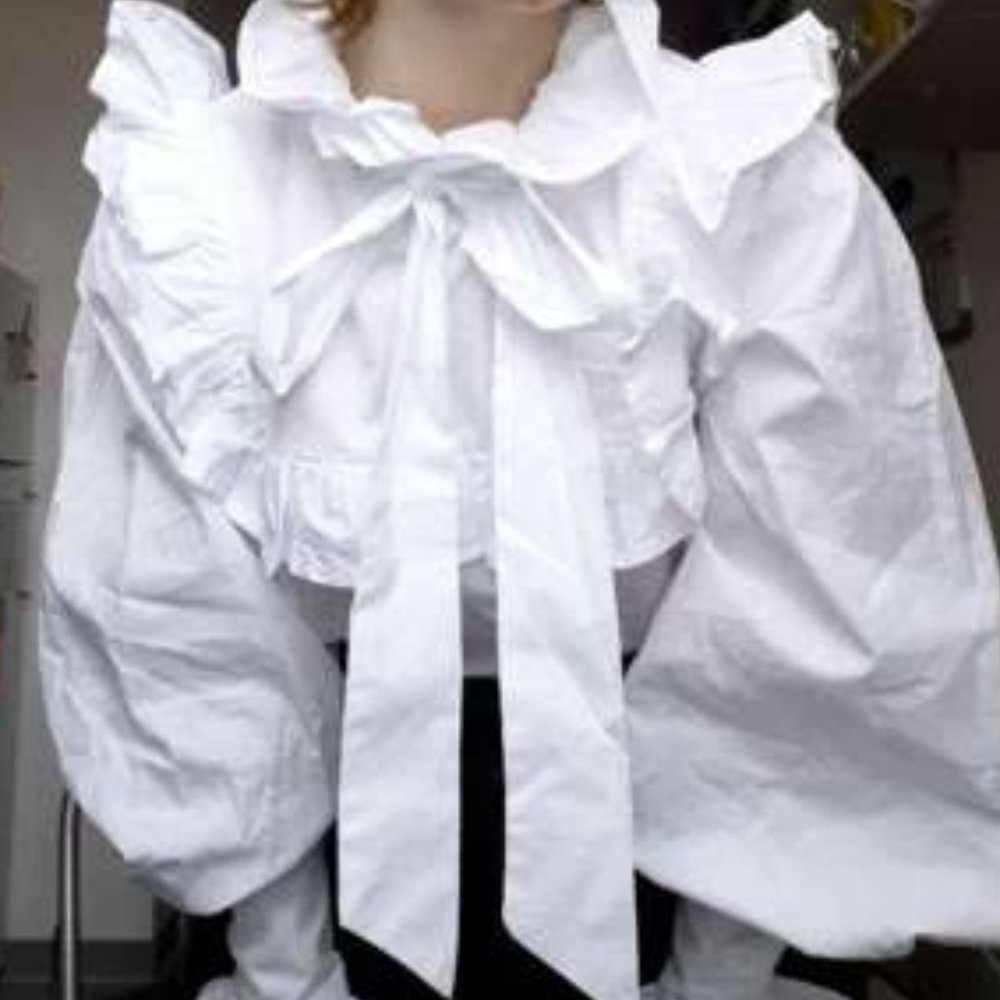 GLAM GIRL Statement lantern Sleeved Blouse white - Picture 6 of 7